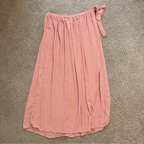Time And Tru Swim Coverup Womens Large 12-14 Pink Side Tie See Through - Picture 1 of 6